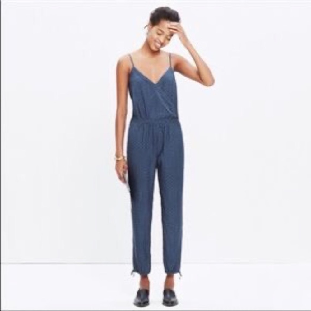 NWT Madewell Chambray Strappy Faux Wrap Jumpsuit size M
